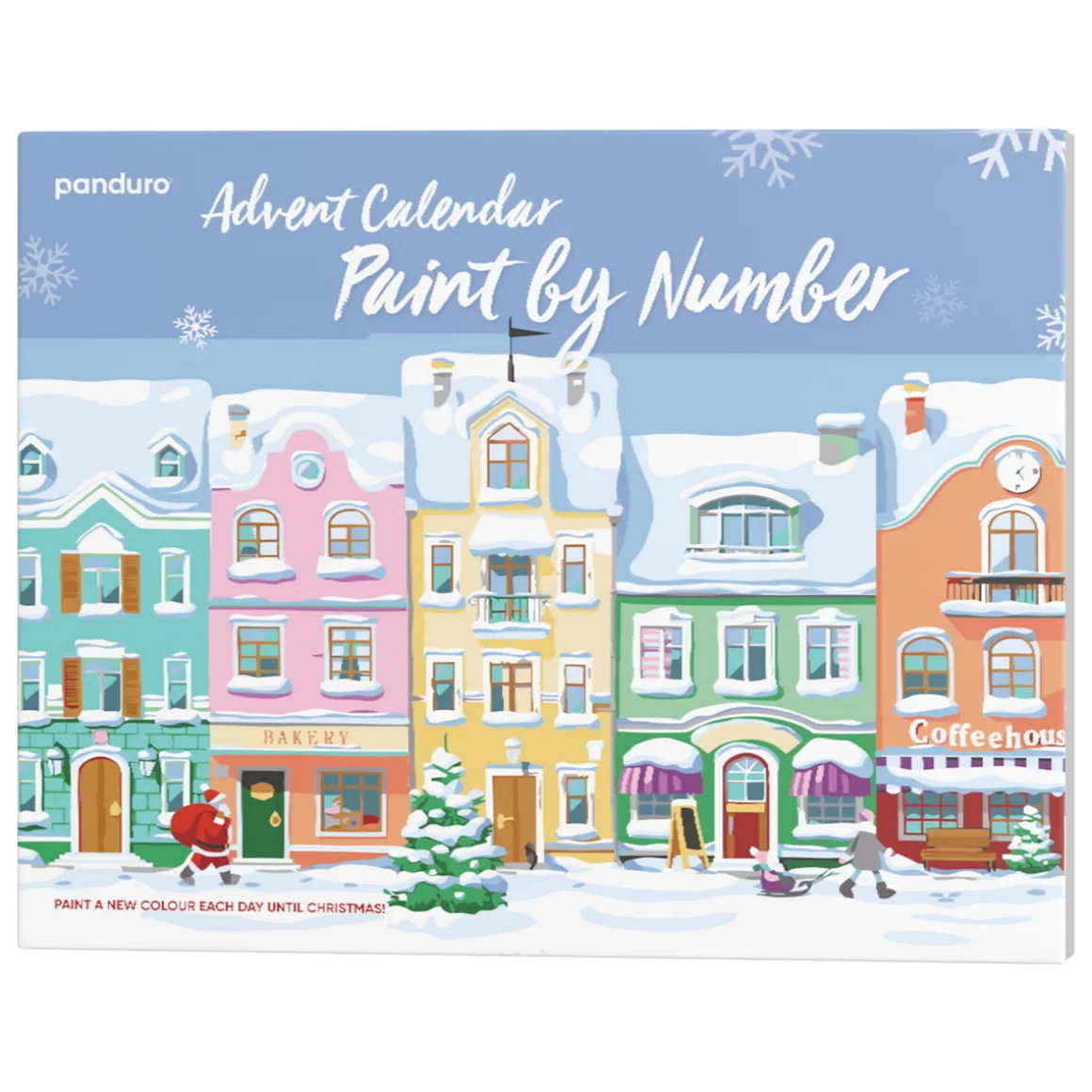 Adventskalender Paint by number/mal efter tal, 25×28 cm + 24 farver og 3 pensler