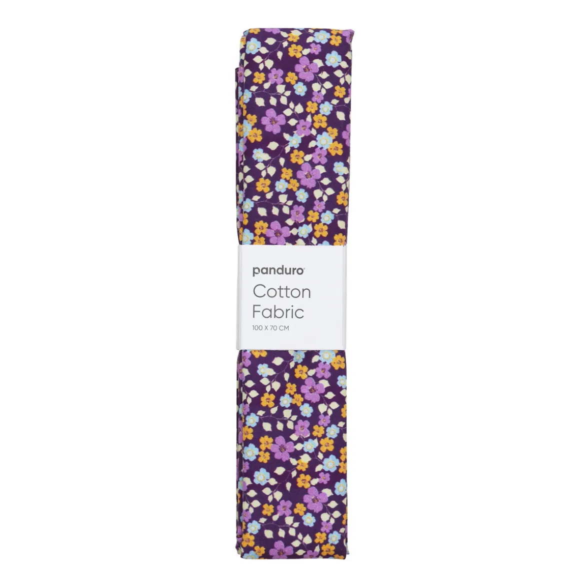 Afklippet stofstykke 100×70 cm – små blomster på lilla baggrund