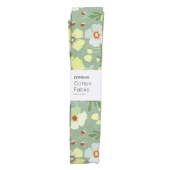 Afklippet stofstykke 100×70 cm – store blomster på blågrøn baggrund
