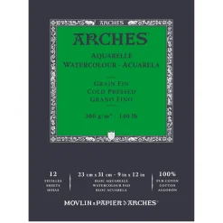 Arches akvarelblok GF, CP – 23×31 cm, 12 ark, 300 g/m²