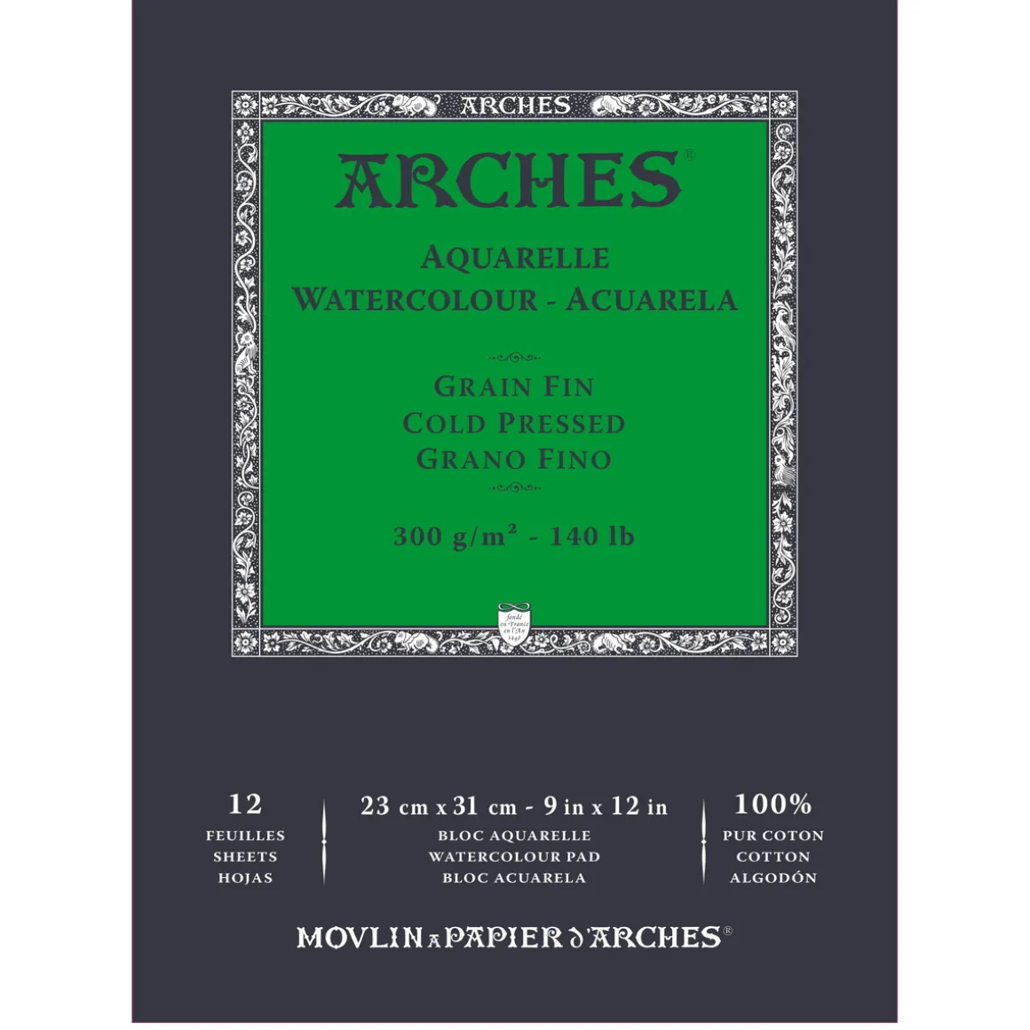 Arches akvarelblok GF, CP – 23×31 cm, 12 ark, 300 g/m²