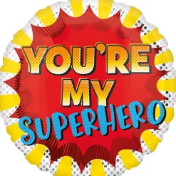 Ballon Ø35 cm – farvestrålende ballon med teksten "You're my superhero"