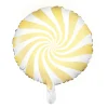 Ballon Ø35 cm – hvid ballon med gul hvirvel/ swirl