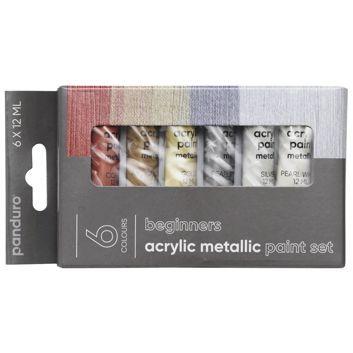 Beginners Acrylic Paint Metallic, akrylfarver til nybegyndere 6×12 ml