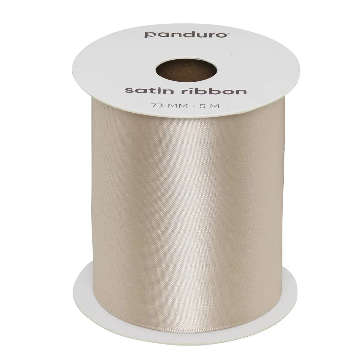 Beige satinbånd – 73 mm bredt og 5 meter langt