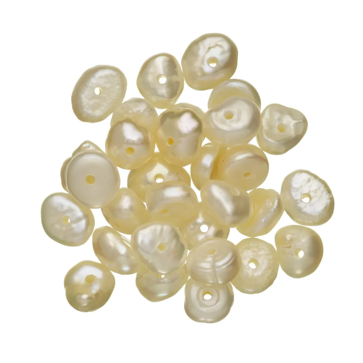 Blanding af 30 stk. ferskvandsperler, 5 mm lange, 3-4 mm brede og 4 mm tykke