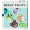 Bling Dots Coasters 4-pak, lav megasøde bordskånere med dyremotiver Ø 9,5 cm