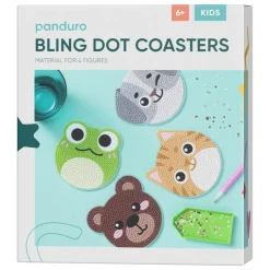 Bling Dots Coasters 4-pak, lav megasøde bordskånere med dyremotiver Ø 9,5 cm