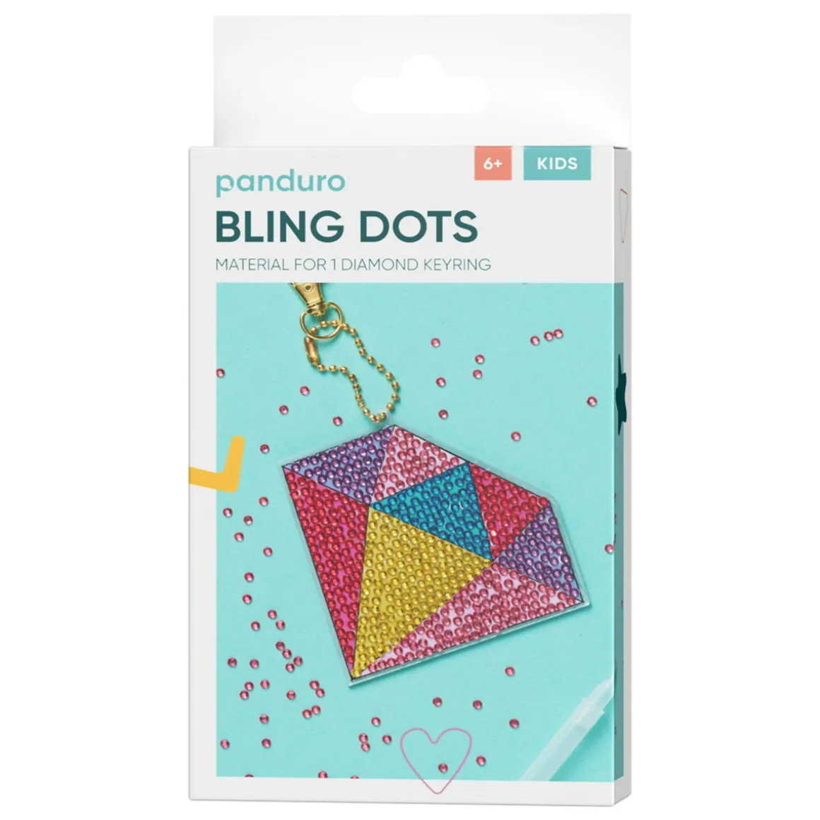 Bling Dots Diamant nøglering kit – lav en farverig diamant med perler, 10×8 cm