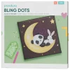 Bling Dots, diamond painting fra 6 år, panda på selvlysende måne, lærred 20×20 cm