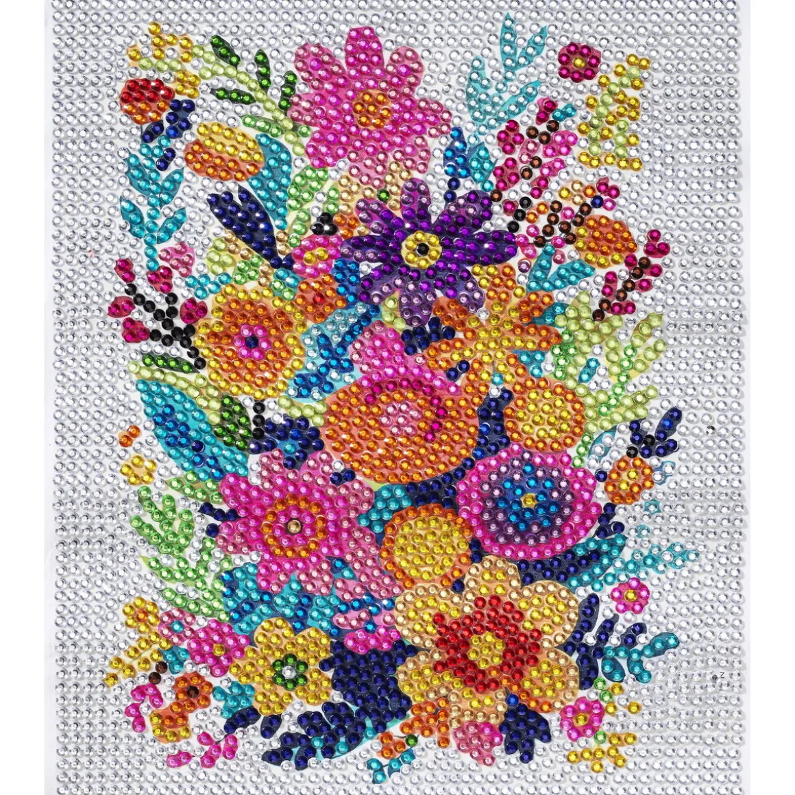 Bling Dots XL, diamond painting for børn 6+ år farvestrålende blomsterbuket 33x40 cm