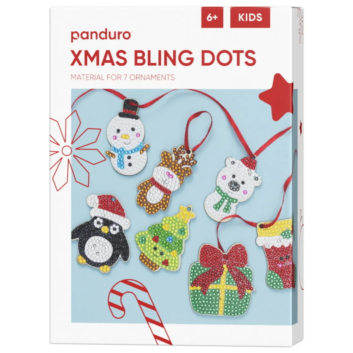 Bling Dots Xmas, lav 7 fine juletræsdekorationer af perler med ophæng