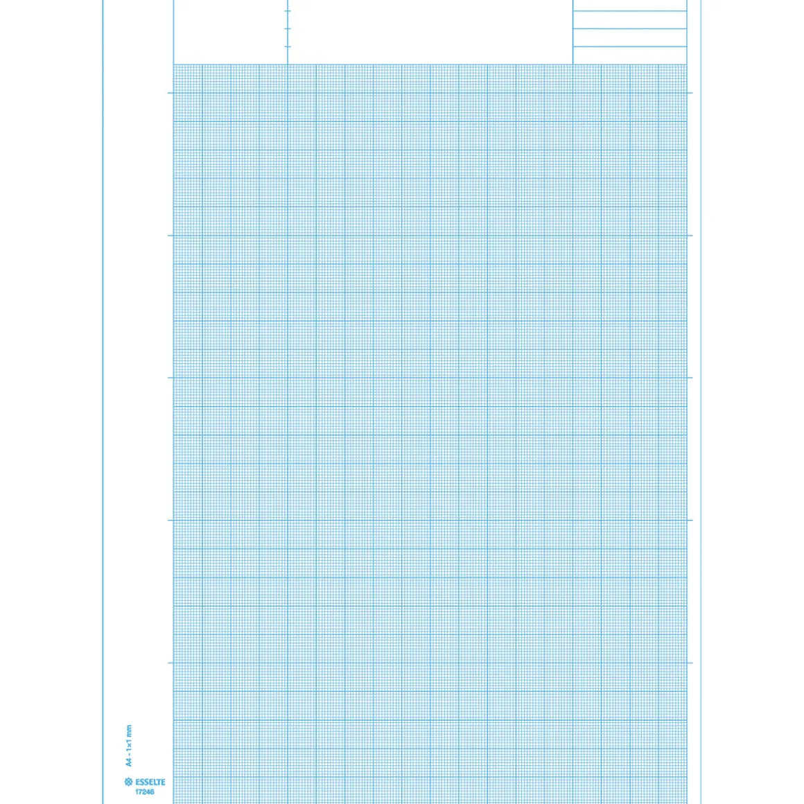 Blok med millimetertern i blåt til tegninger m.m. A4 – 210x297 mm, 50 ark