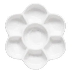 Blomsterformet palet af porcelæn med 7 fordybninger, Ø11,5 cm