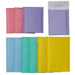Bobleplastposer i pastelfarver, 10 stk. – 6 stk. 130×175 mm / 4 stk. 105×125 mm