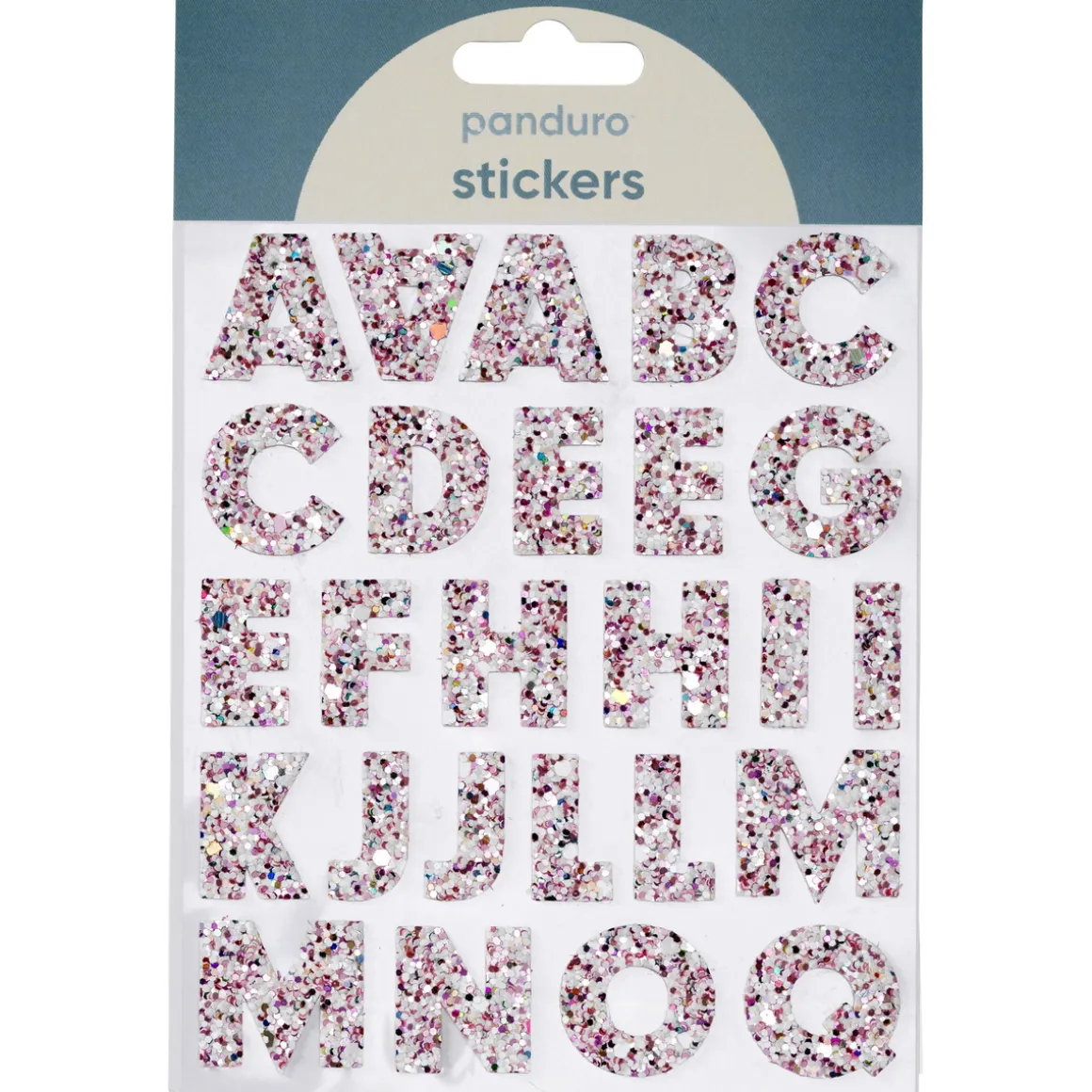 Bogstaver klistermærker A-Z glitter rosa – i alt 50 alfabetstickers, 23 mm høje