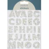 Bogstaver klistermærker A-Z glitter hvid – i alt 50 alfabetstickers, 23 mm høje
