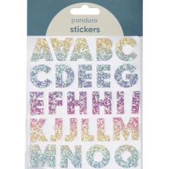 Bogstaver klistermærker A-Z glitter rainbow – i alt 50 alfabetstickers, 23 mm høje