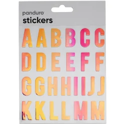 Bogstaver klistermærker A-Z iriserende sølvglitter, 52 alfabetstickers, 25 mm længde