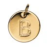 Bogstavvedhæng cirkel B – Ø12 mm, messing, belagt med 9 karat guld