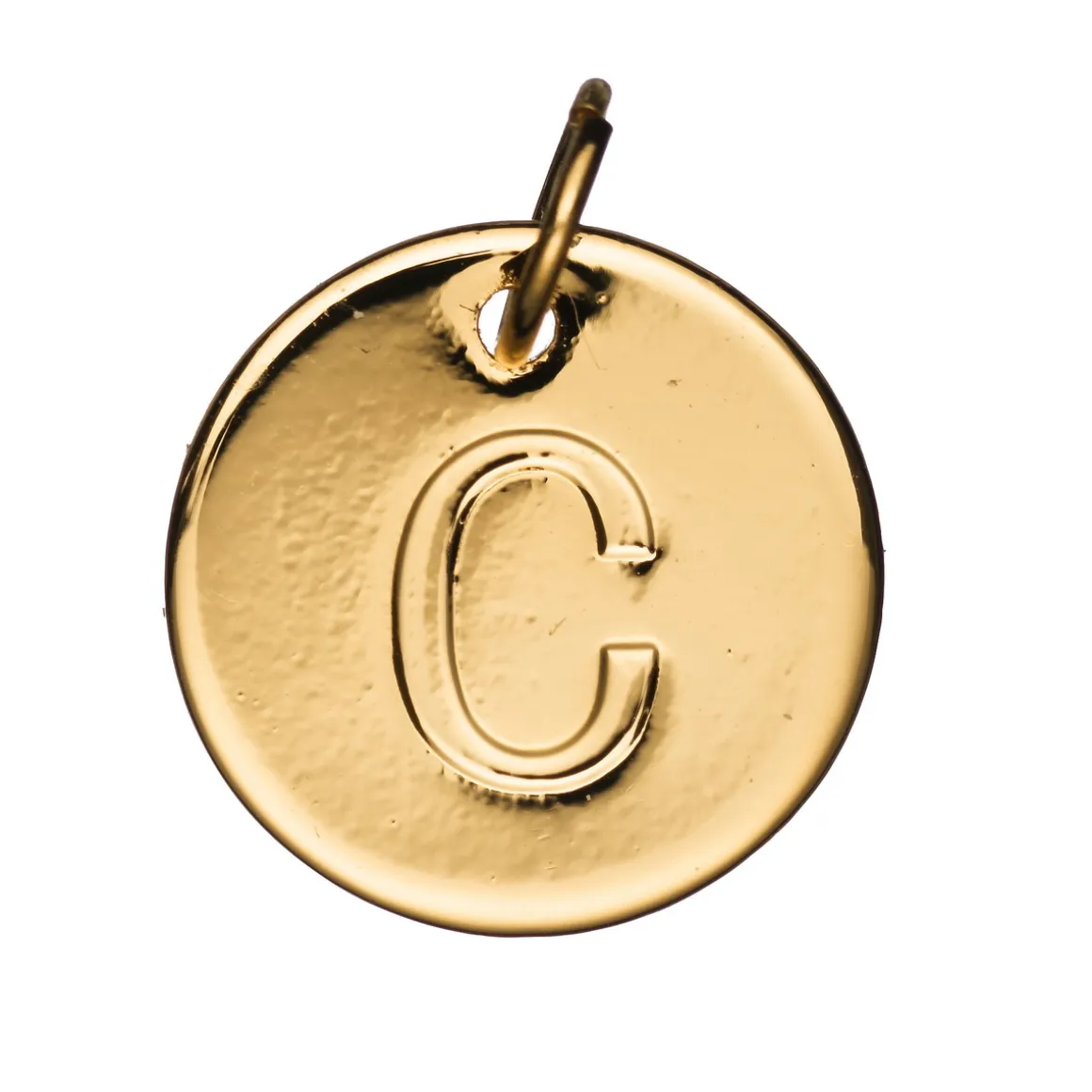 Bogstavvedhæng cirkel C – Ø12 mm, messing, belagt med 9 karat guld