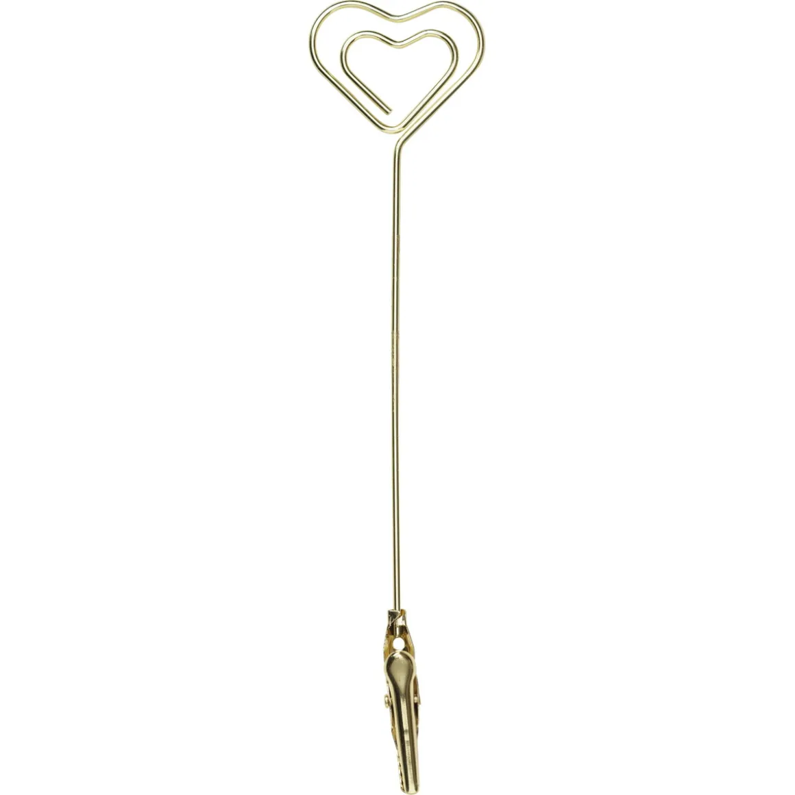 Bordkortholder hjerte af guldfarvet metal med klemme, L: 15 cm