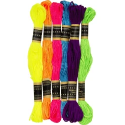 Broderigarn neonfarver 6 stk./8 m