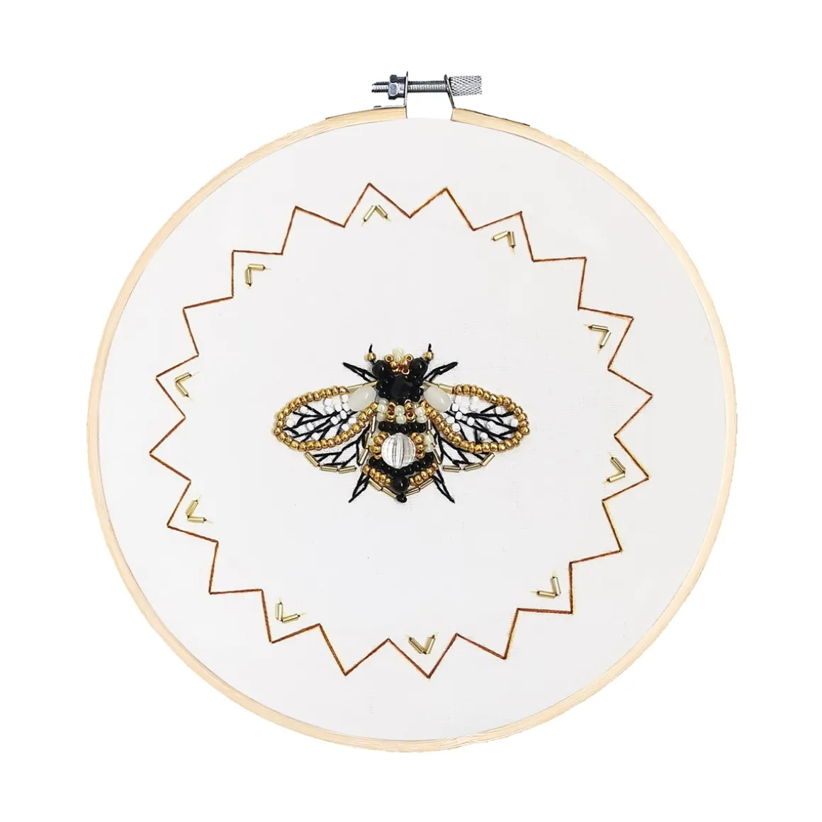Broderikit bi Ø20 cm – broder en strålende bi fyldt med perler