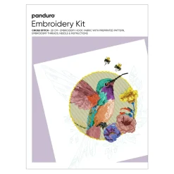 Broderikit kolibri Ø20 cm – alt til at brodere en smuk fugl på en kvist