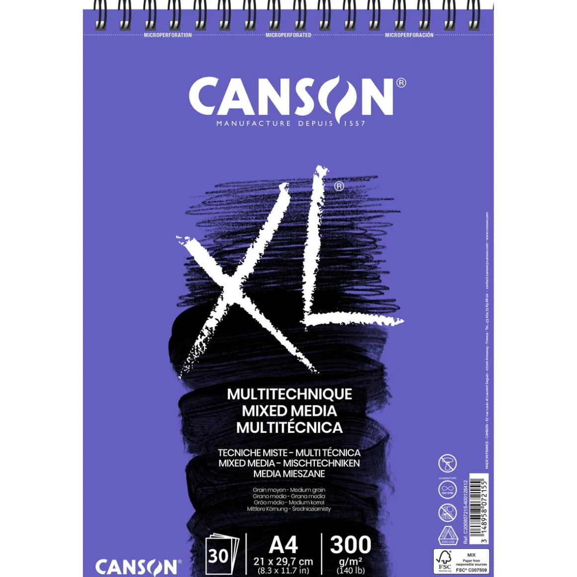 Canson XL Mix-Media blok A4 210×297 mm, 30 ark, 300 g/m²