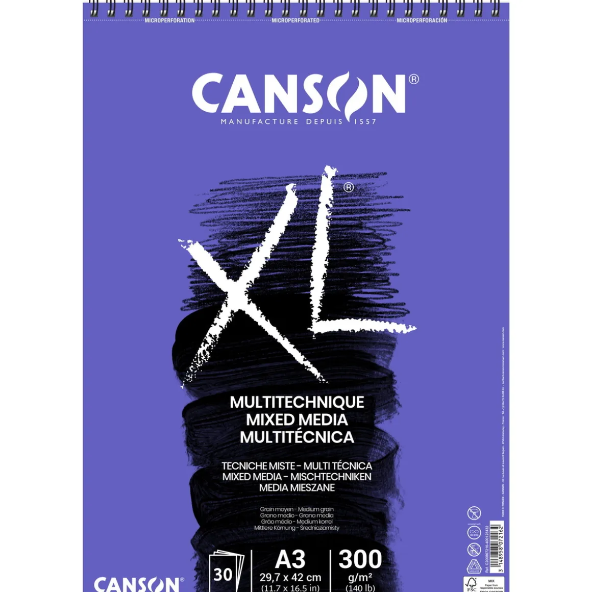 Canson XL Mix-Media blok A3 297×420 mm, 30 ark, 300 g/m²