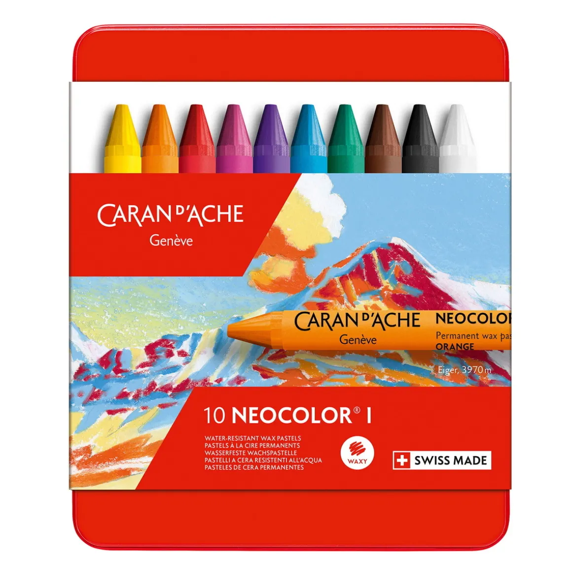 Caran d'Ache Neocolor I – 10 voksbaserede farvekridt i topkvalitet