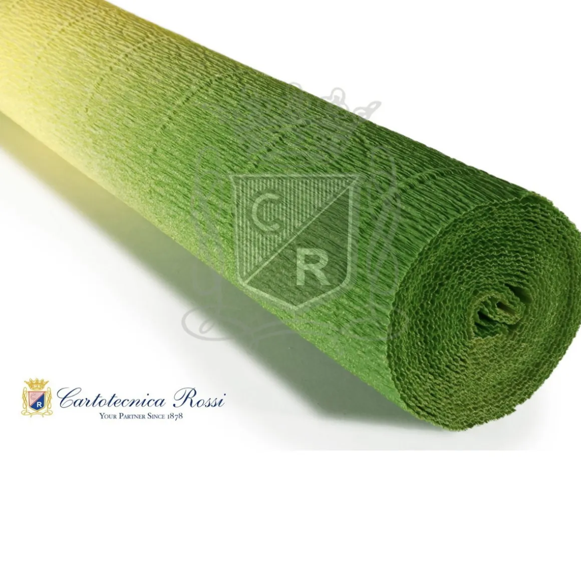 Cartotecnica Rossi crepepapir 600/5 – tonet gul og grøn, 180 g rulle (144 g/m²) a 50×250 cm