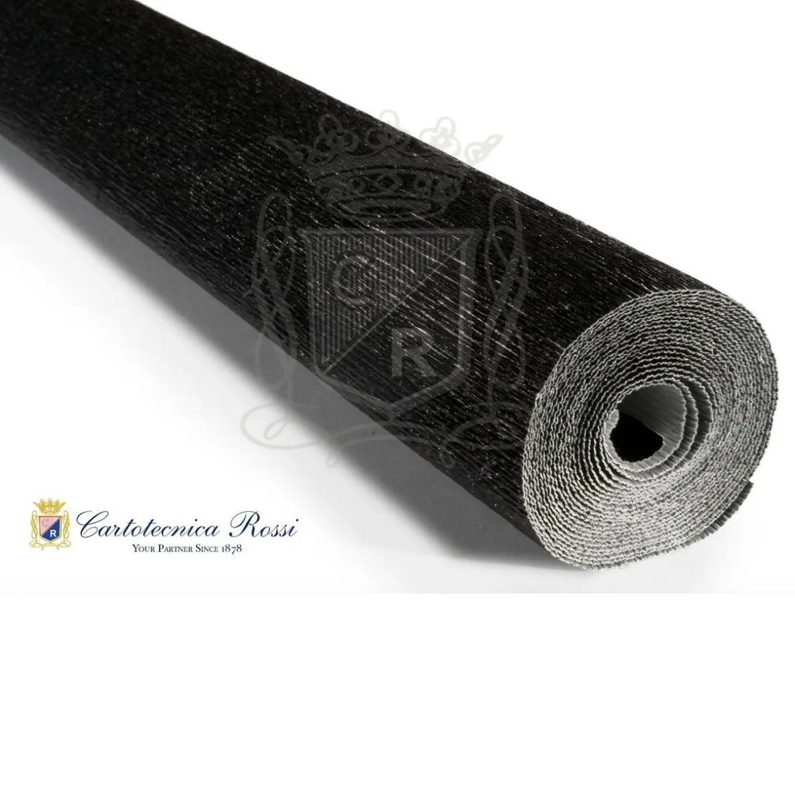 Cartotecnica Rossi crepepapir 919 – sort metallic, 140 g rulle (112 g/m²) a 50×250 cm