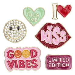 Charm Stickers Good Vibes, 6 stk. klistermærker med motiver af metal