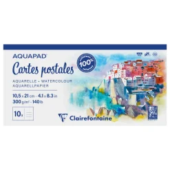 Clairefontaine Aquapad akvarelpostkort GF, CP – 210×105 mm, 10 st. 300 g/m²