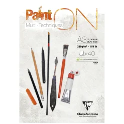 Clairefontaine Paint ON Multi Techniques blok A3 (297×420 mm), 30 hvide ark, 250 g/m²