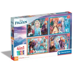 Clementoni puslespil 4-in-1 – Frozen, 12 / 16 / 20 / 24 brikker, 4 puslespil, som bliver 19×14 cm hver