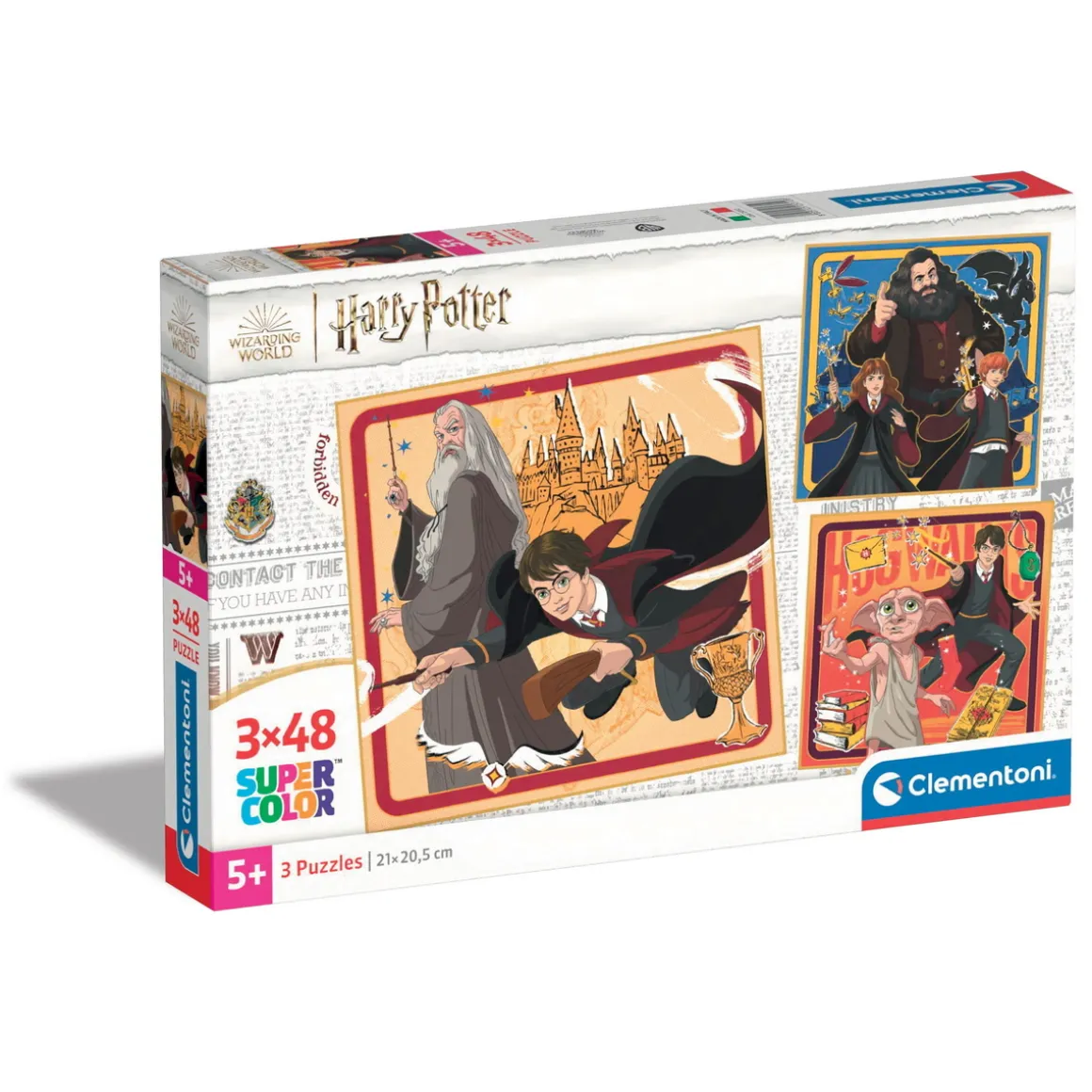 Clementoni puslespil 3-in-1 – Harry Potter, 3×48 brikker, 3 puslespil, som bliver 21×20,5 cm hver
