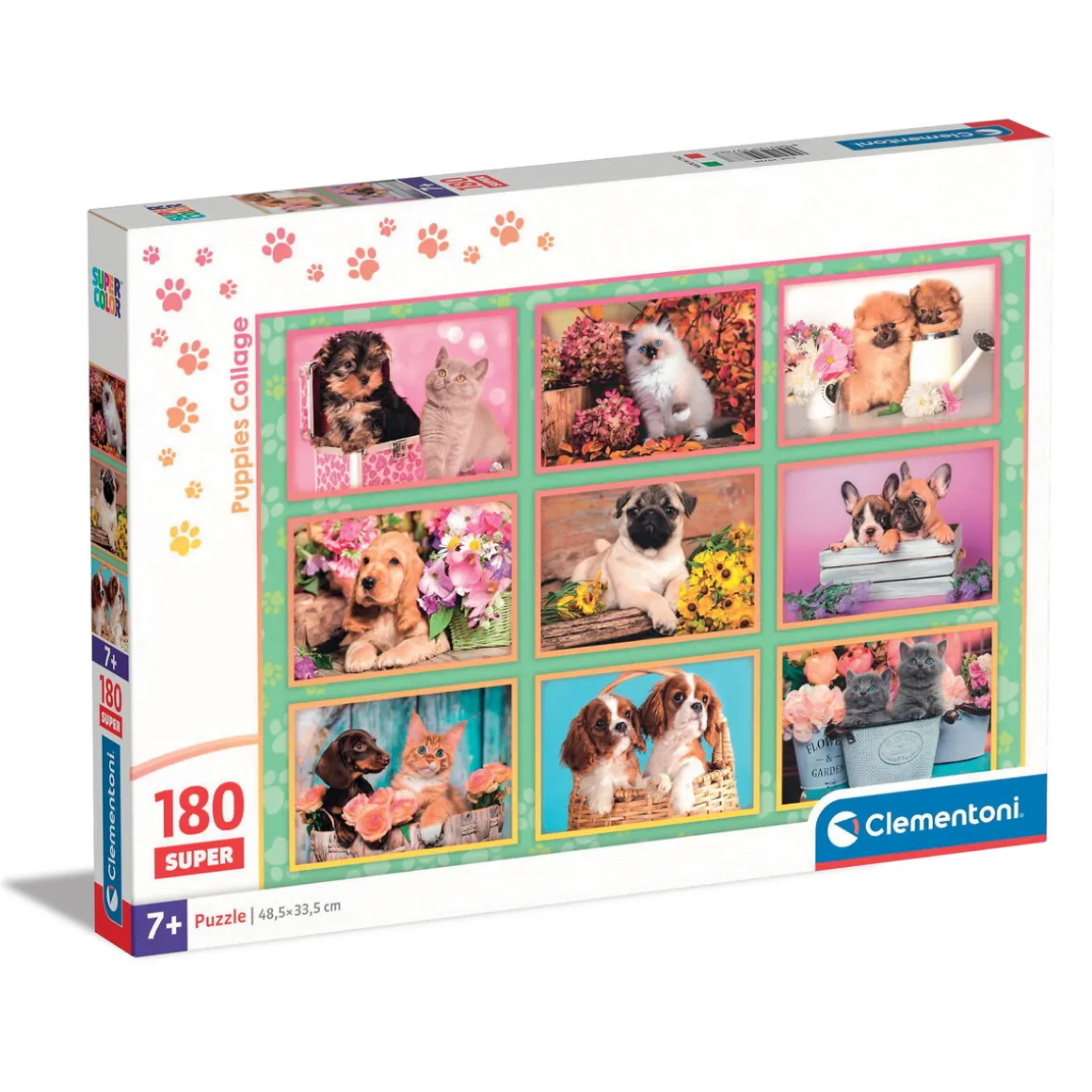 Clementoni puslespil – Puppies Collage 180 brikker, 33,5×48,5 cm