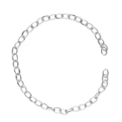 18 cm lang sølvfarvet kæde til armbånd, smykkekæde med ovale led