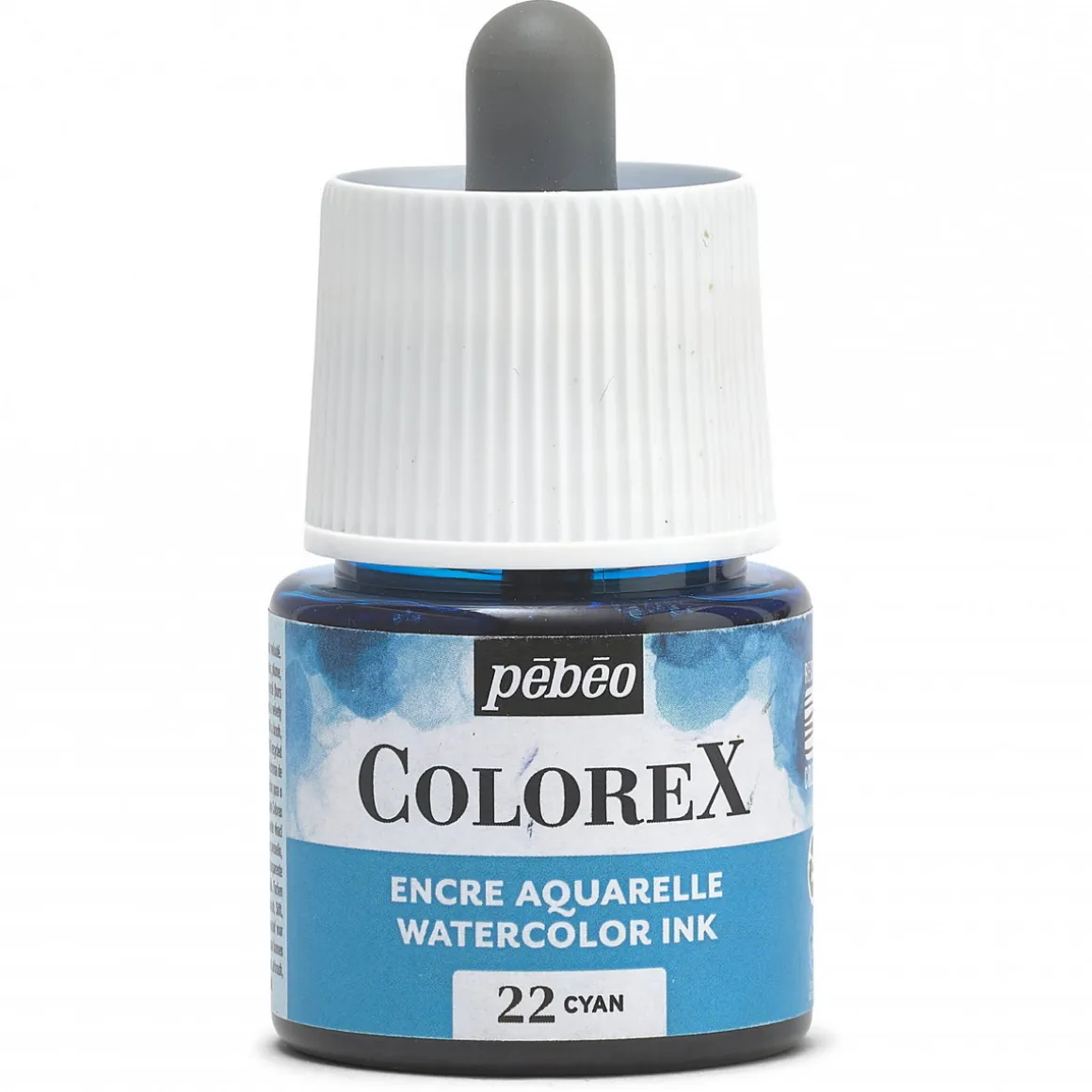 Colorex Watercolor Ink 45 ml Cyan – bøtte med akvarelblæk og pipette