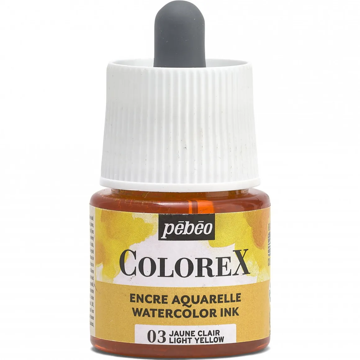 Colorex Watercolor Ink 45 ml Light Yellow – bøtte med akvarelblæk og pipette