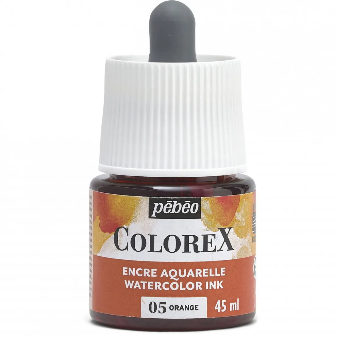 Colorex Watercolor Ink 45 ml Orange – bøtte med akvarelblæk og pipette