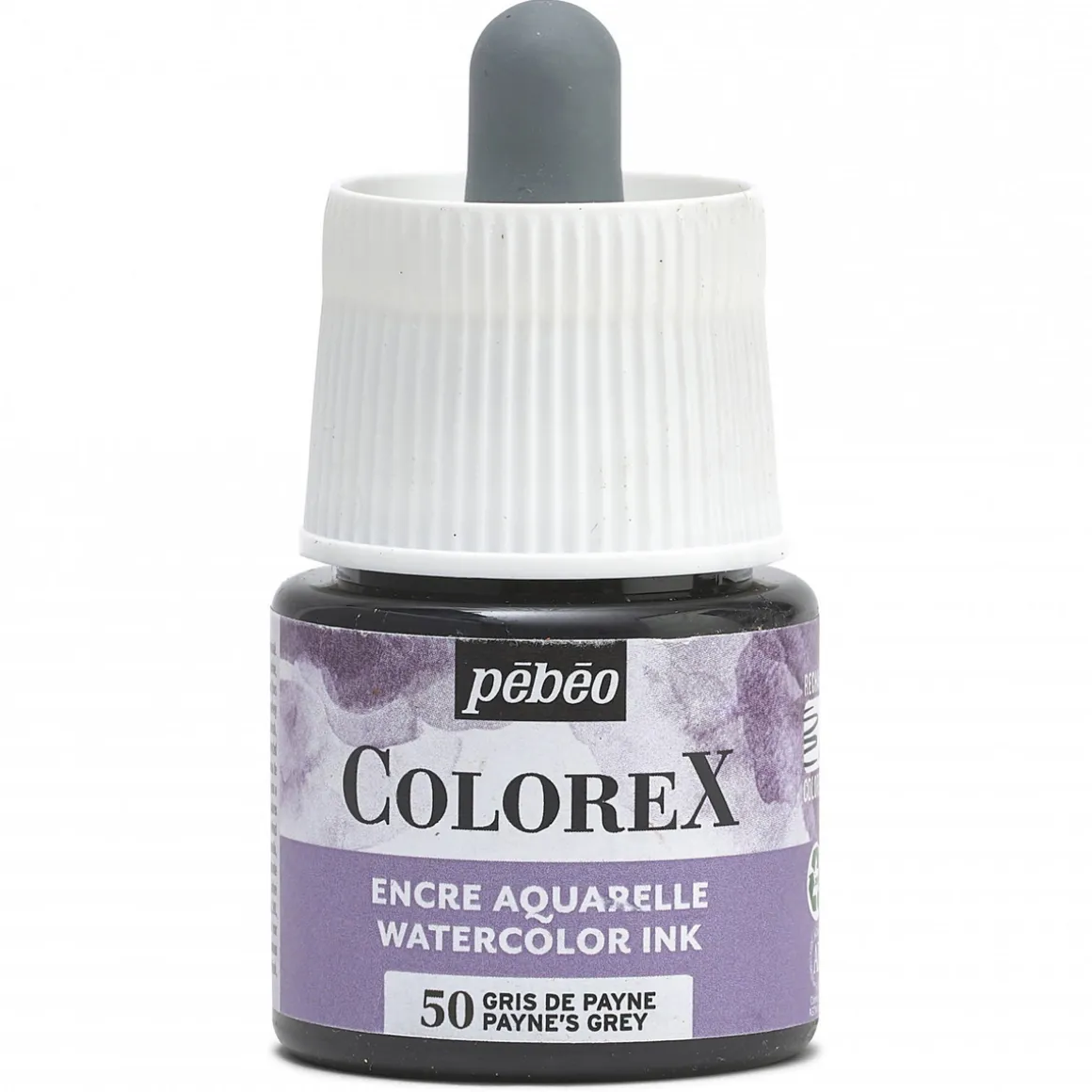 Colorex Watercolor Ink 45 ml Paynes grey – bøtte med akvarelblæk og pipette