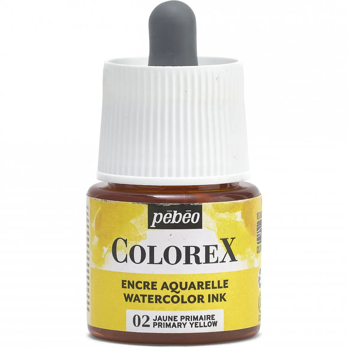 Colorex Watercolor Ink 45 ml Primary Yellow – bøtte med akvarelblæk og pipette