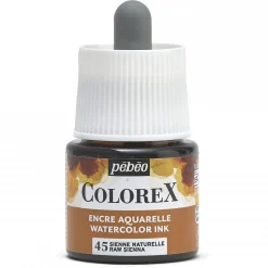 Colorex Watercolor Ink 45 ml Raw Sienna – bøtte med akvarelblæk og pipette