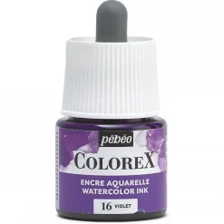 Colorex Watercolor Ink 45 ml Violet – bøtte med akvarelblæk og pipette