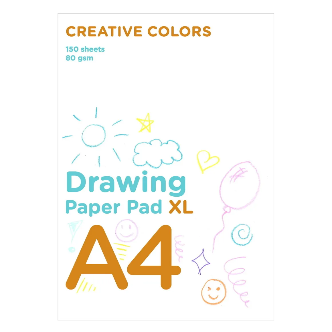 Creative Colors tegneblok til børn A4 (210×297 mm) med 150 ark, 80 g/m²