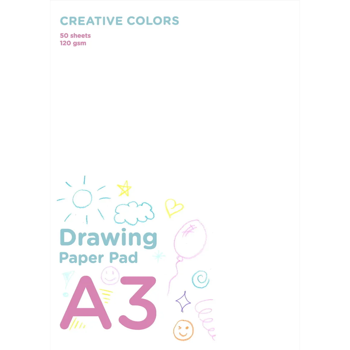 Creative Colors tegneblok til børn A3 (297×420 mm) med 50 ark, 120 g/m²